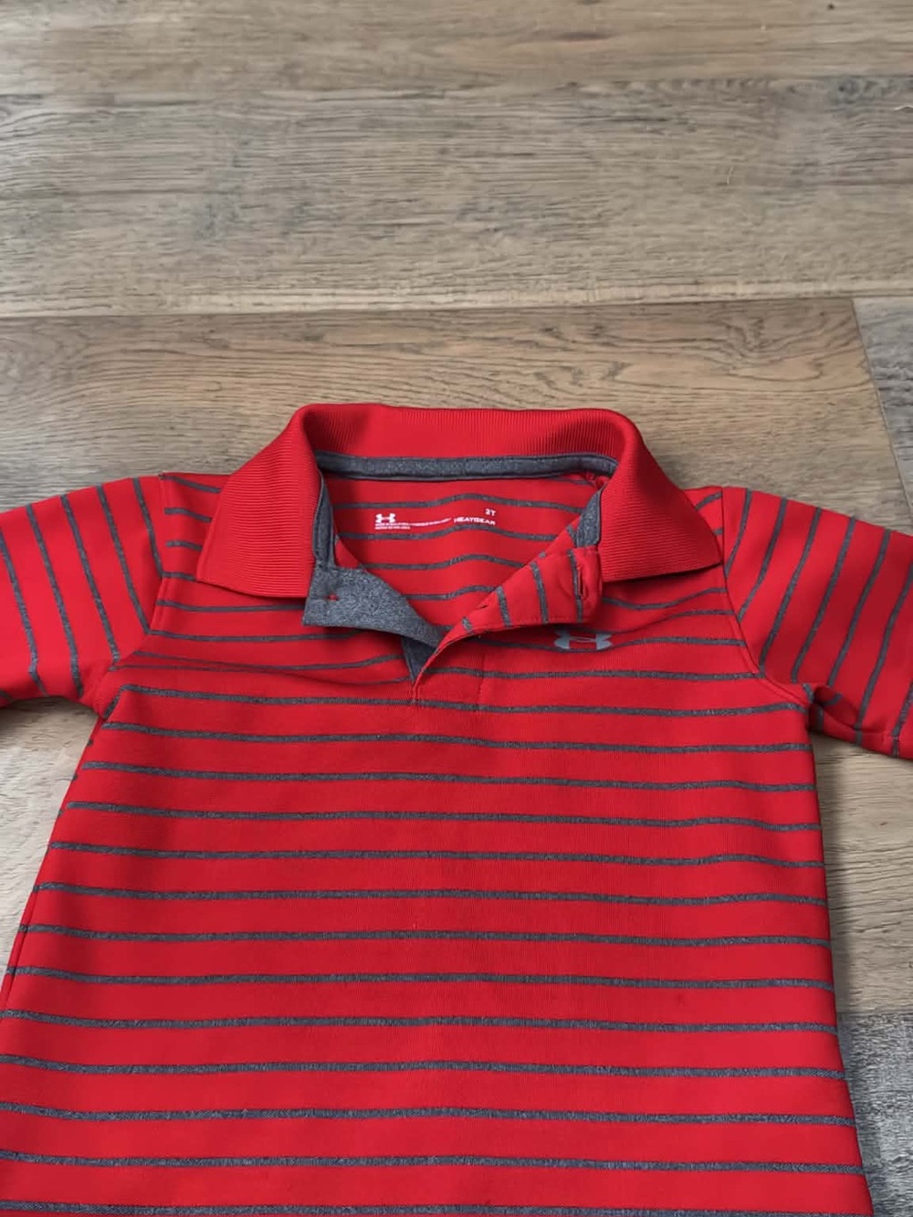 Under Armour Red Polo with Gray Stripe Accents